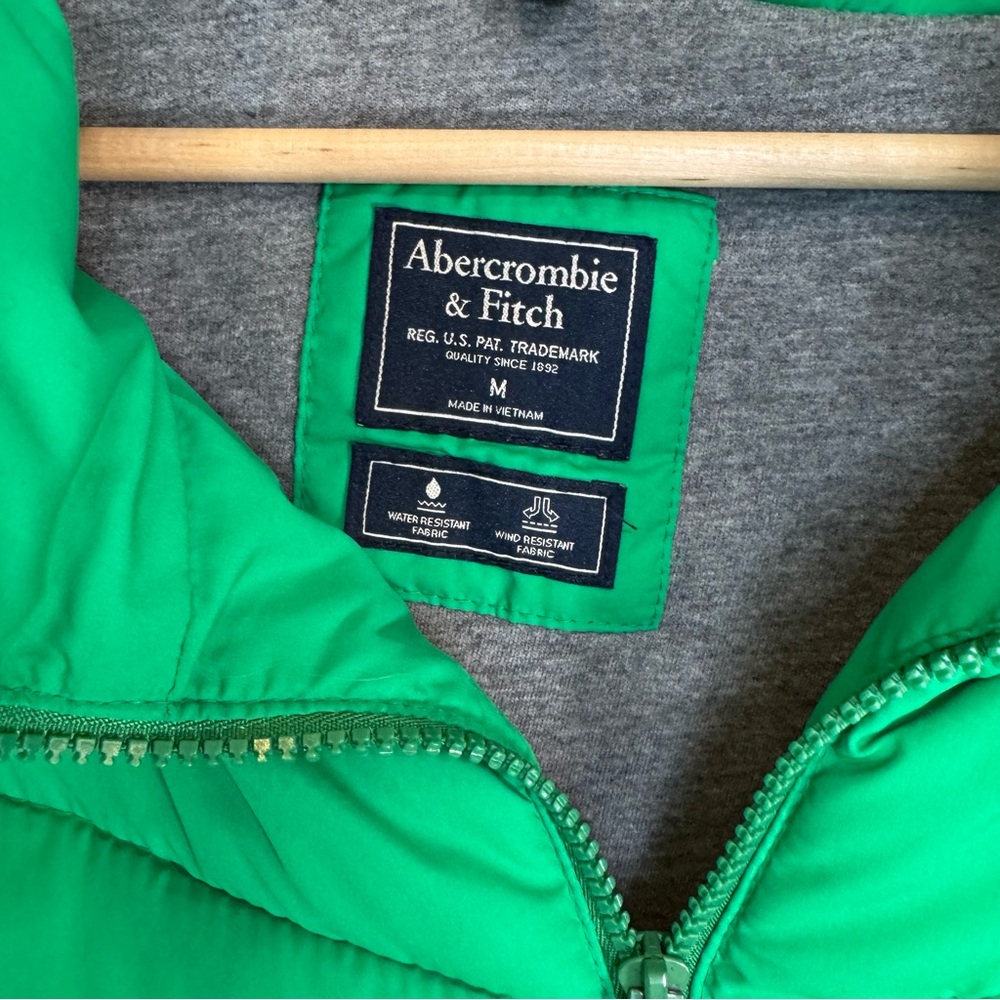 Abercrombie & Fitch Green‎ Cropped Puffer Jacket Zip Quilted Medium - Picture 4 of 13